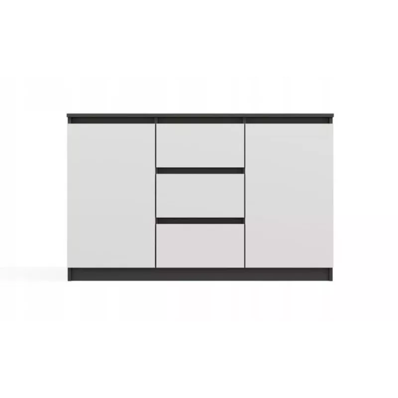 Cómoda 2 portas 3 gavetas top e shop M-MP-K-MAL-2D3S-ANTBIA — estrutura antracite, portas brancas, 1200×750×400 mm