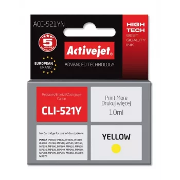 Activejet ACC-521YN tinta, substitui Canon CLI-521Y, Supreme, 10 ml, amarelo