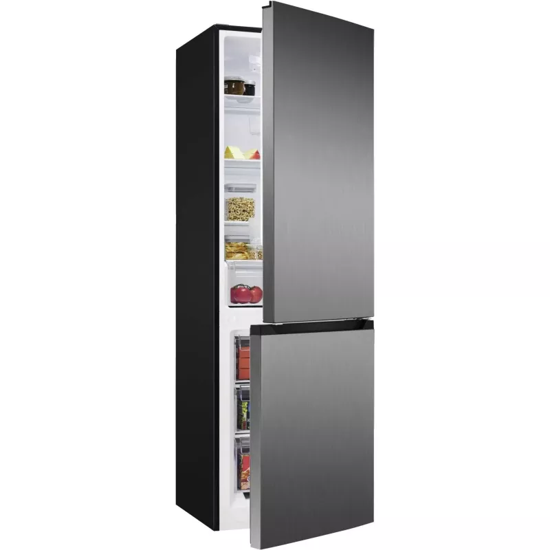 Frigorífico independente BOMANN KG 7357, 315 L total (219 L de refrigeração, 96 L de congelação), aço inoxidável, iluminação LED, 40 dB