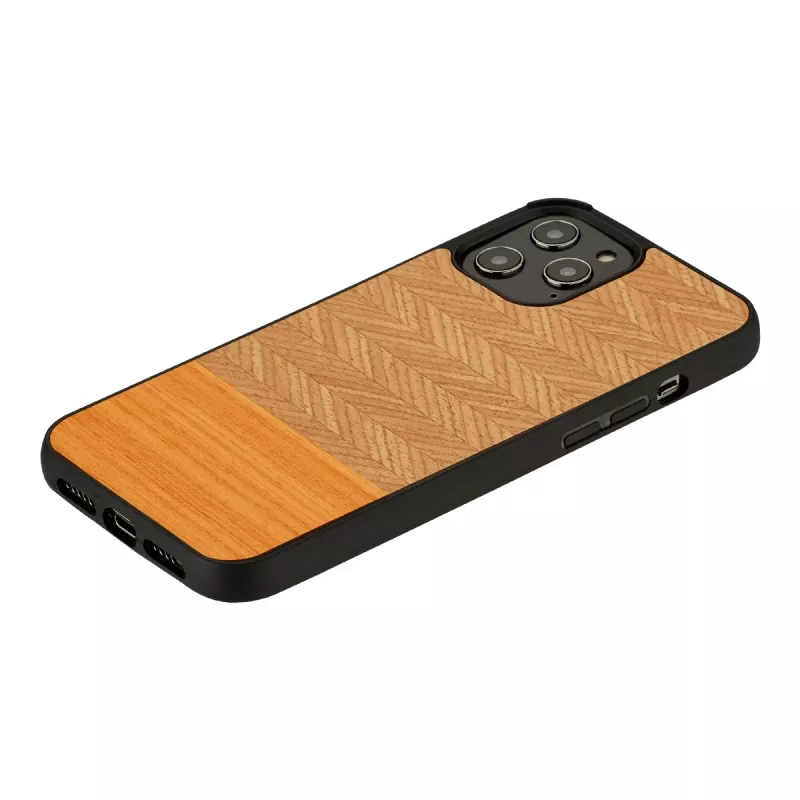 Capa de proteção Man and Wood para iPhone 12 Pro Max — Fischgrät laranja preto