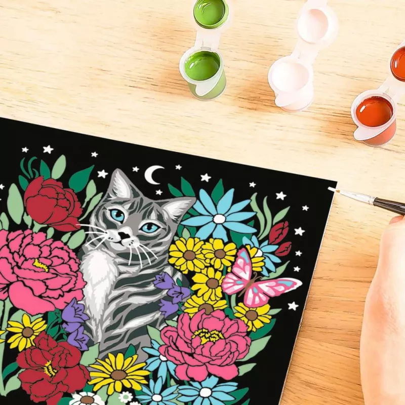 Conjunto de pintar por números Ravensburger CreArt Pixie Cold Cat (modelo 25855) – conjunto de pintura em tela