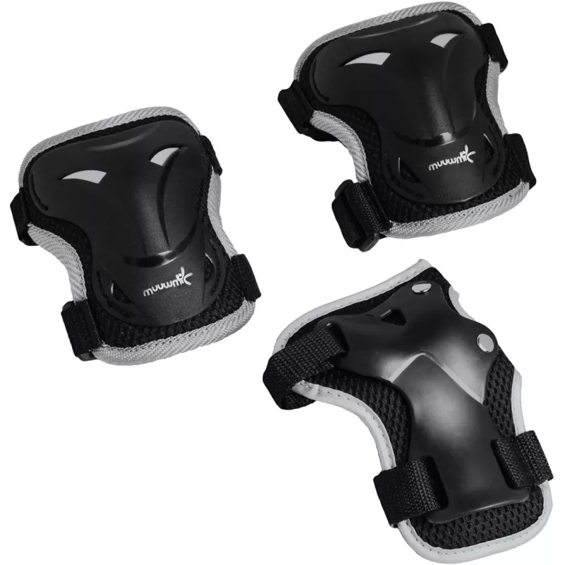 Patins em linha Muuwmi 682 tamanho ajustável 33–36 verde/preto com conjunto de proteções