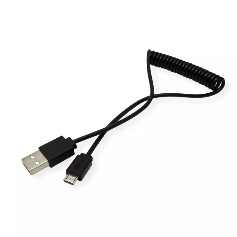ROLINE cabo espiral USB 2.0 - A - Micro B - ST/ST 1,0 m - blindado - USB 2.0 Type Micro B - 1 mm - cabo espiral (11.02.8317)