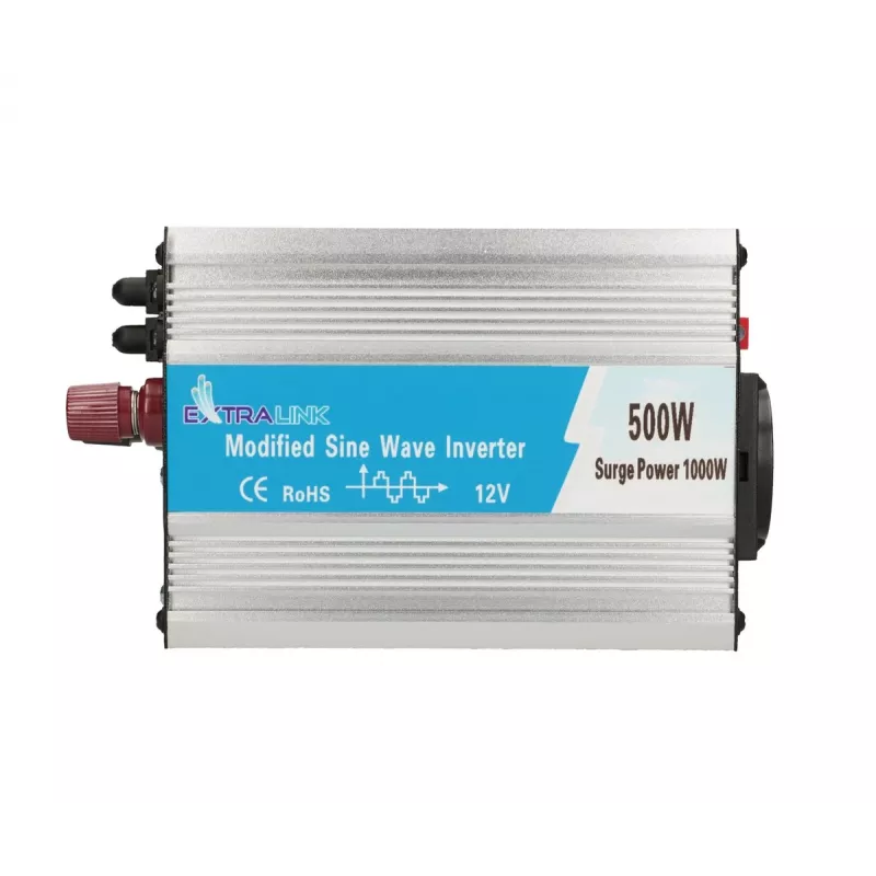 Conversor de tensão para automóvel Extralink OPIM-500W 12V, 500W onda modificada, caixa de alumínio, refrigeração ativa