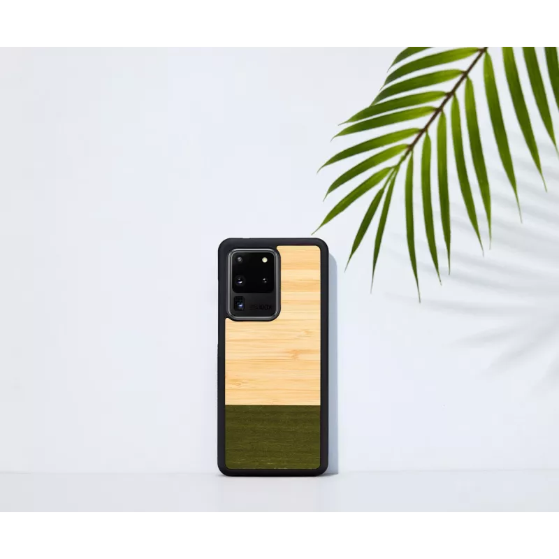 Capa para telemóvel Man and Wood Galaxy S20 Ultra bambu preto — parte traseira protetora, aplicação natural de bambu