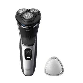 Máquina de barbear elétrica Philips 3000 Series S3143/00 — sistema rotativo de 3 cabeças, húmido e seco, Li-Ion, 60 minutos de autonomia