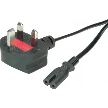 VALUE - Cabo de alimentação - BS 1363 (M) angular para IEC 60320 C7 reto - AC 250 V - 2,5 A - 1,8 m - preto (19.99.2017)
