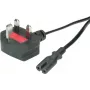 VALUE - Cabo de alimentação - BS 1363 (M) angular para IEC 60320 C7 reto - AC 250 V - 2,5 A - 1,8 m - preto (19.99.2017)