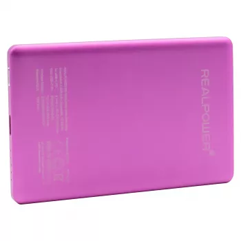 Powerbank RealPower PB-5000 MAG 5000 mAh, carregamento sem fios, USB-C, 20 W, rosa