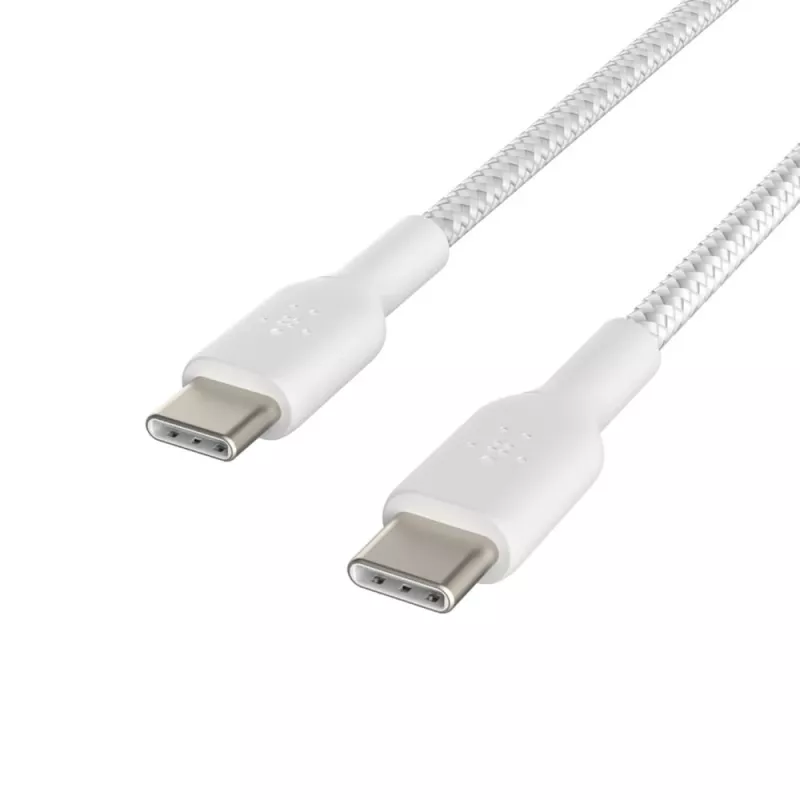 Cabo trançado USB-C para USB-C 1 m branco