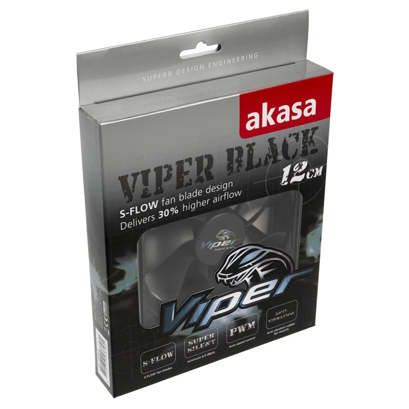 Ventoinha de caixa AKASA Viper 120mm - Preto