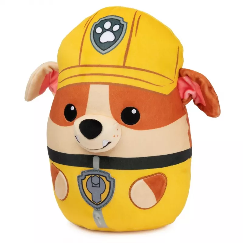 PAW Patrol Rubble Squish peluche, brinquedo oficial da popular série de desenhos animados, peluche macio para crianças a partir de 1 ano, 30 cm