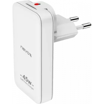 AXAGON nevox 45W Dual fino GaN carregador USB-C/USB UE/EUA branco