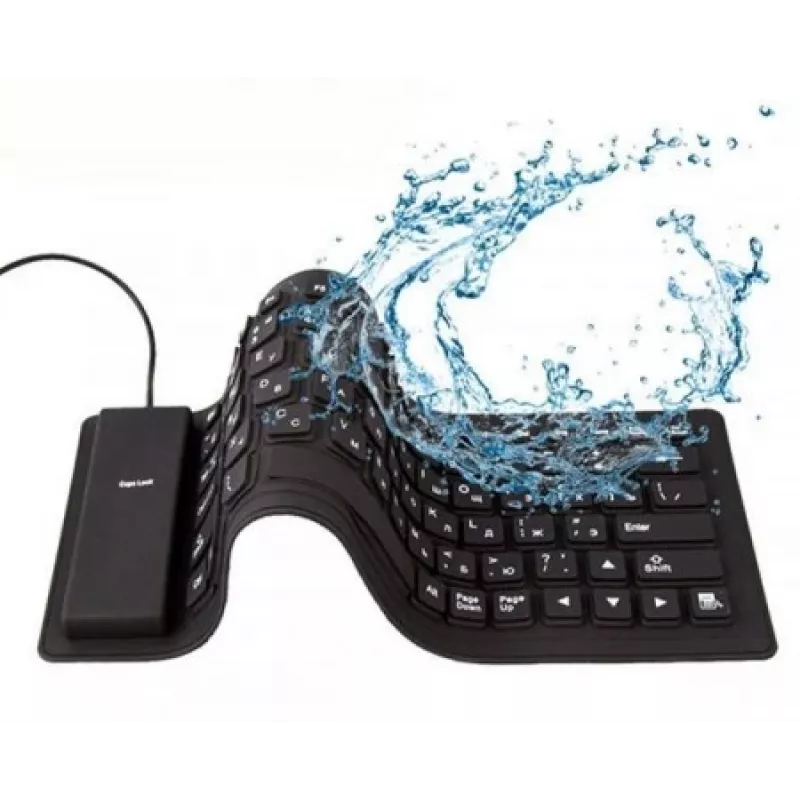 Teclado de silicone USB+PS/2 preto