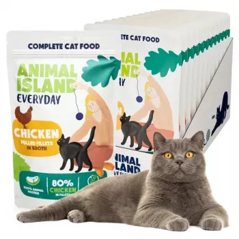 Alimento húmido para gatos animal island Everyday — Filetes de frango em caldo, 12 x 85 g multipack