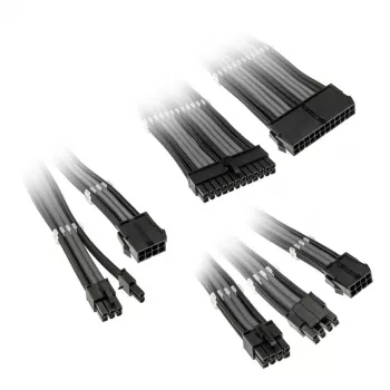 Conjunto de extensão de cabos Kolink Core Adept — revestimento PET entrelaçado, condutor de cobre, comprimentos 300–350 mm, conjunto de 6 peças