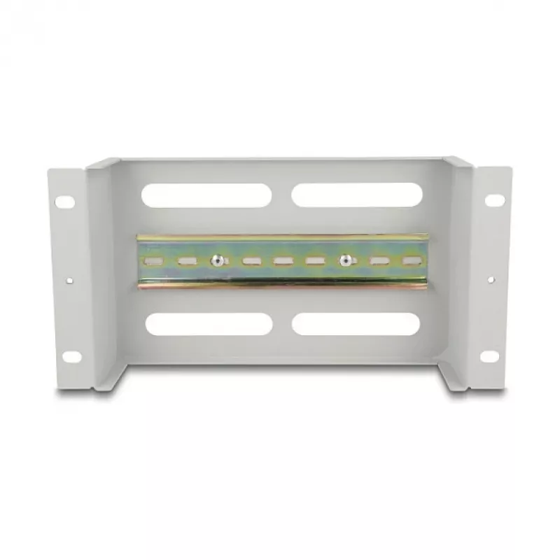 Delock 67319 Régua de disjuntores de 10" com cobertura e calha DIN, 3U, metal, cinzento