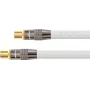 Cabo de antena SAT, ficha IEC/coaxial para conector fêmea, dourado, blindagem 120 dB, 75 Ohm, malha de nylon branca, 1 m, série PYTHON® (GC-M2001)