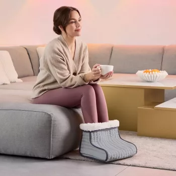 Aquecedor de pés elétrico Medisana FW 120 100 W cinzento, capa removível e lavável, proteção contra sobreaquecimento