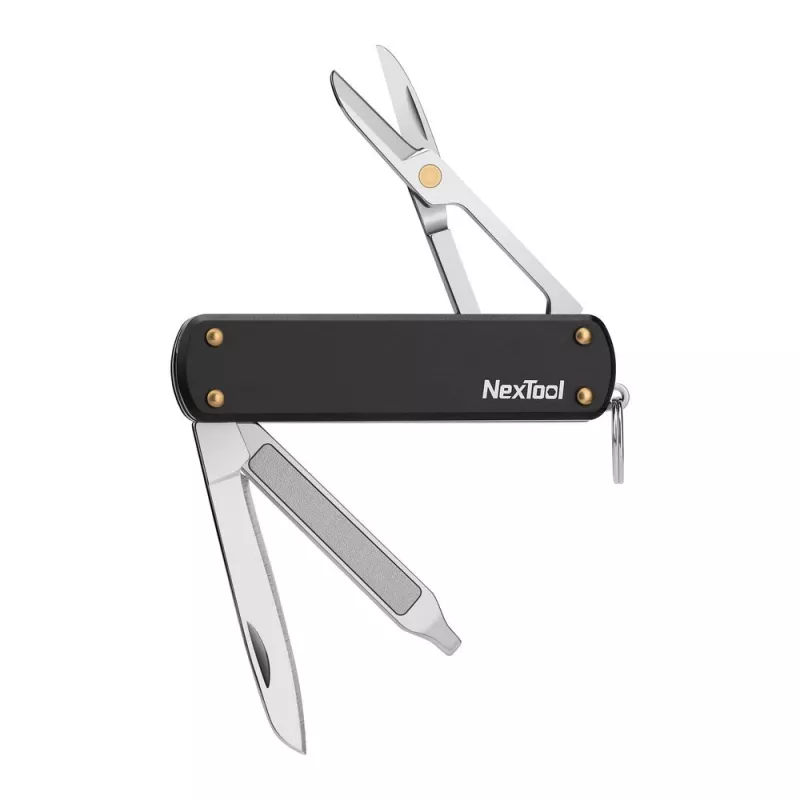Faca multiferramenta Nextool NE0141 — ferramenta de bolso dobrável 4-em-1, preta, fechada 6,4 cm, peso 28,5 g