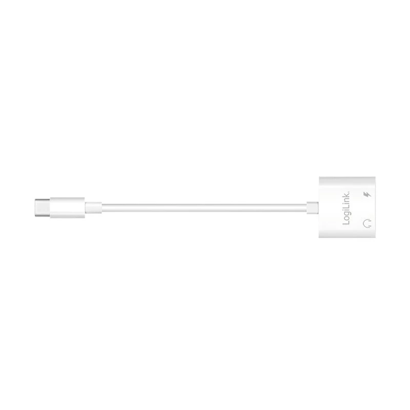 Adaptador de áudio USB-C LogiLink USB-C/M para 2x USB-C/F 60W PD branco