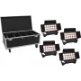 EUROLITE 20001034 Conjunto de projetores LED wash multifunções com 4 pilhas recarregáveis, 18x10W LEDs RGBW