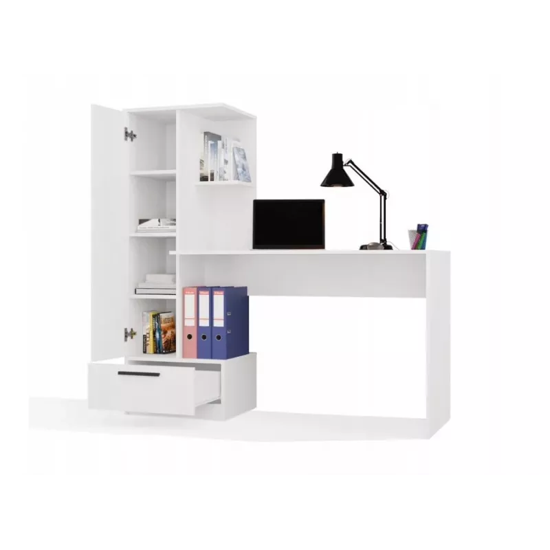 Conjunto secretária + estante Cosmo, branco
