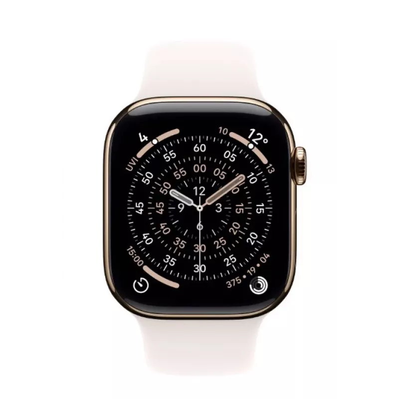 Watch Series 11 GPS + Cellular 42mm caixa de titânio dourado com pulseira desportiva Light Blush - S/M