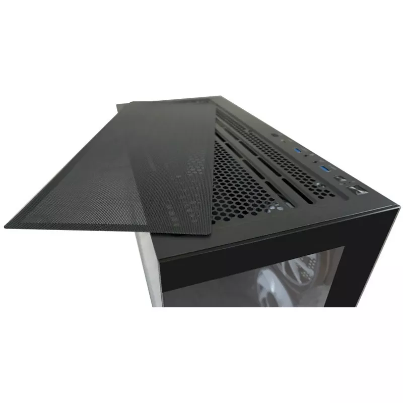 Caixa LC-Power MidiTower 715B preta USB3.2/Áudio sem fonte de alimentação SEAMLESS_X (LC-715B-ON)