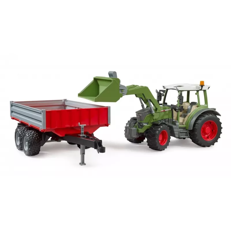 Trator de brincar BRUDER Fendt Vario 211 com carregador frontal e atrelado lateral