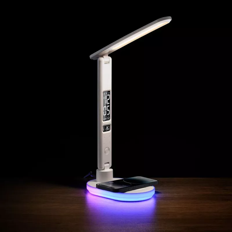 Candeeiro de mesa Hawk HW-LAMP03 branco RGB — candeeiro de secretária LED ajustável com iluminação RGB