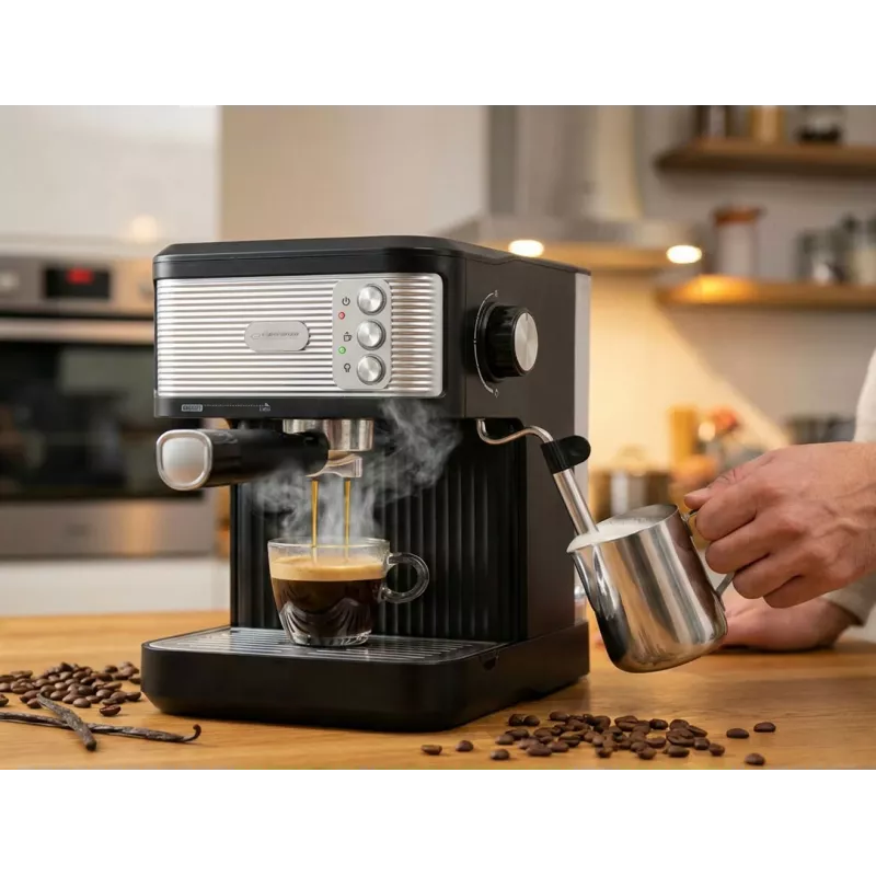 Máquina de café expresso ESPERANZA EKC011 — depósito de água de 1,8 L, 850 W, 20 bar, controlo tátil, espumador de leite