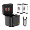 Carregador de três canais Telesin S0-BCG-10-TGP para GoPro Hero 13 Black — carregamento simultâneo de 3 baterias