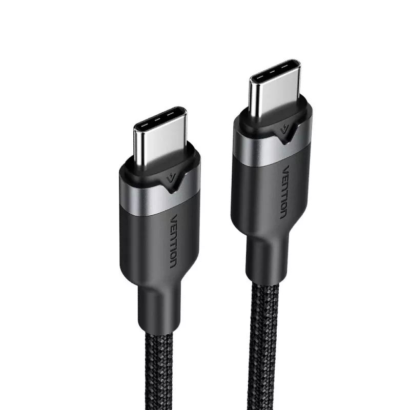 Cabo de dados e carregamento USB-C para USB-C Vention TRDBH, 2 m, USB 2.0, 60 W PD, 3 A, 480 Mbit/s, preto