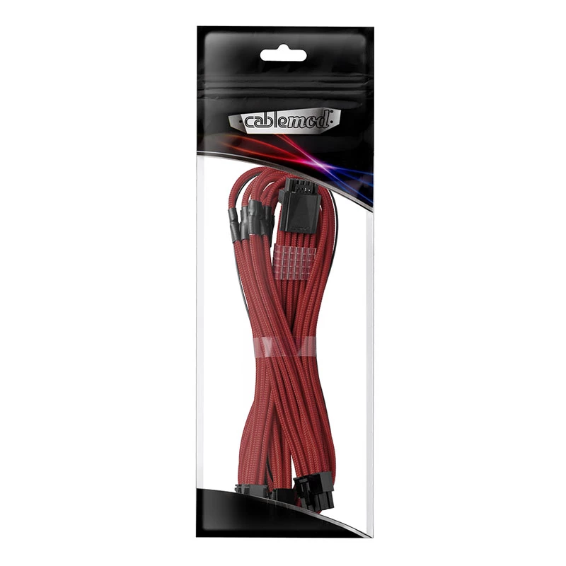 Cabo CableMod C-Series PRO ModMesh 12VHPWR para 3x PCI-e para Corsair - 60 cm, vermelho escuro