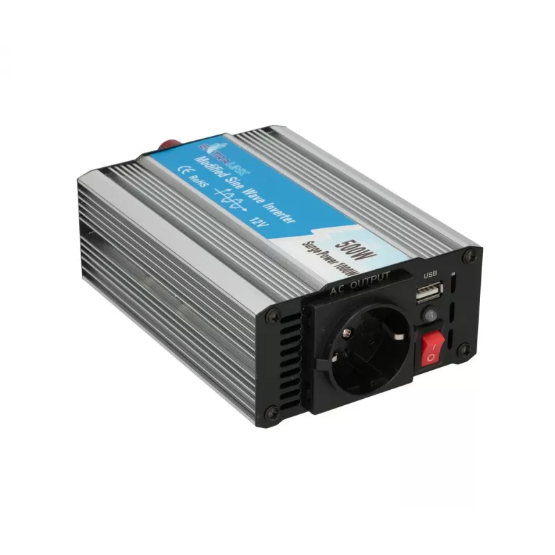 Conversor de tensão para automóvel Extralink OPIM-500W 12V, 500W onda modificada, caixa de alumínio, refrigeração ativa