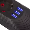 Extensão elétrica MACLEAN MCE395 B — 5 tomadas, 3×USB, 110–240V AC, 2,1A USB, 2500W, cabo de 1,5 m, preto