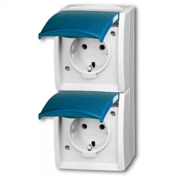 BUSCH JAEGER BJ 20-02EW-53 Tomada com tampa basculante vertical 2f ocean IP44 Cinzento/Azul