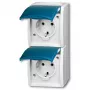 BUSCH JAEGER BJ 20-02EW-53 Tomada com tampa basculante vertical 2f ocean IP44 Cinzento/Azul