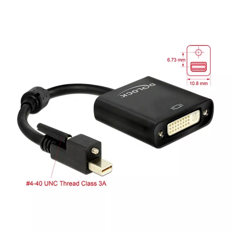 Adaptador de cabo de vídeo DeLOCK 62639 Mini DisplayPort para DVI-I 0,25 m preto