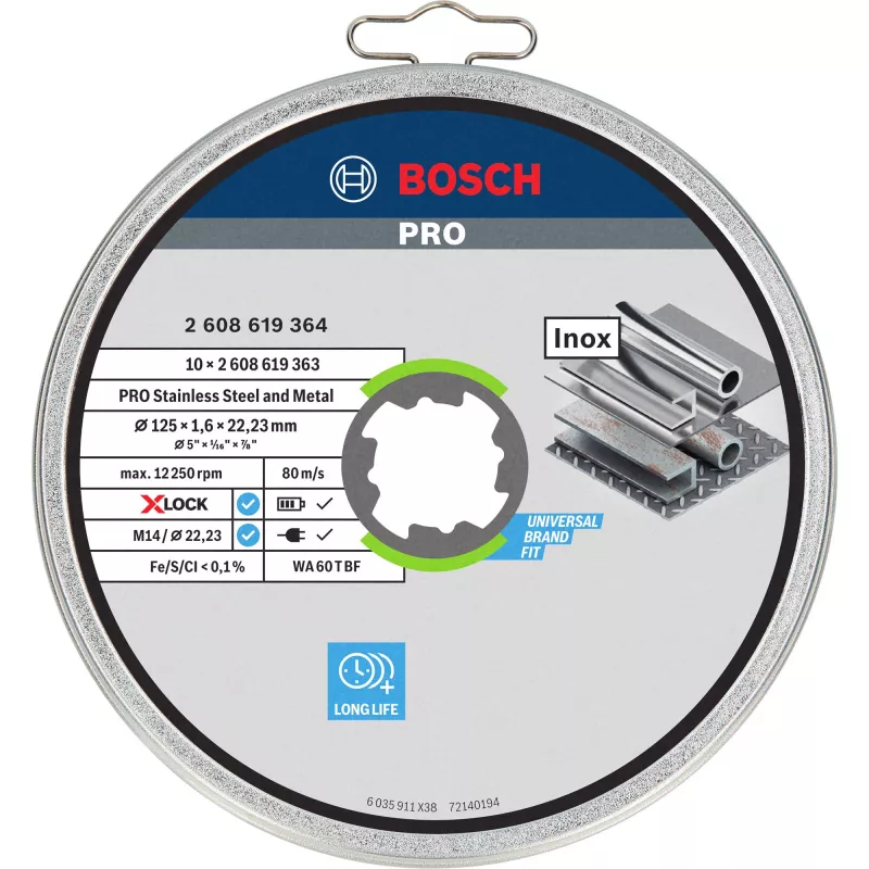 Bosch X-LOCK disco de corte reto, 125 mm, 10 unidades