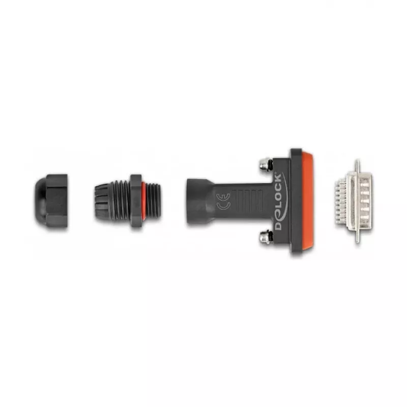 DeLOCK 87808 conector DB-26 (M) HD D-Sub com parafusos de aperto manual, preto/vermelho