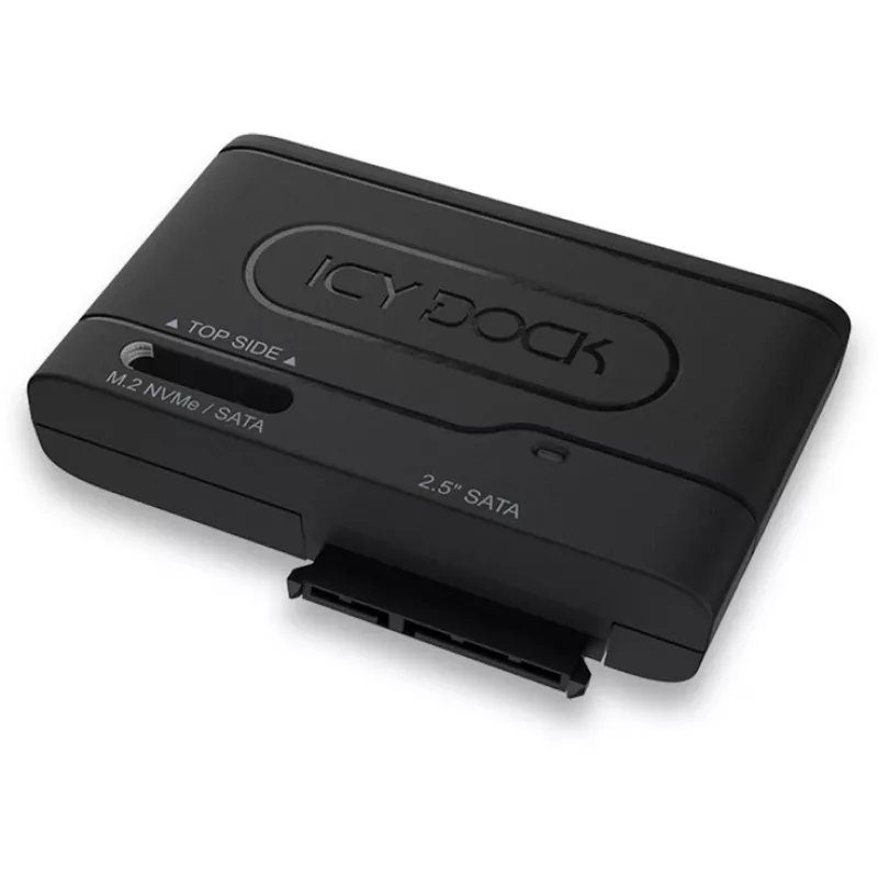 ICY DOCK EZ-Adapter MB104U-1SMB - controlador de armazenamento - 2.5, M.2 (6,4 cm) - M.2 Card (PCIe NVMe & SATA) / SATA SSD - USB 3,2 (Gen 2) - preto (MB104U