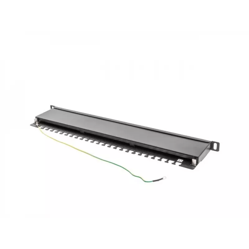 Patch panel LANBERG PPS5-0024-B 24 portas CAT5e, metal, 0,5 U, 445×99×22,3 mm, preto