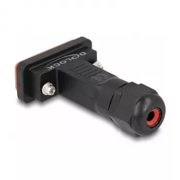 Conector fêmea DeLOCK D-Sub HD 26 pinos IP67 à prova de água preto laranja
