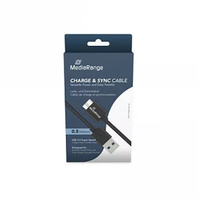 Cabo de carregamento e sincronização USB-A para Micro-B USB 3.0 MediaRange MRCS239 — 50 cm, 5 Gbit/s, 5 W, preto