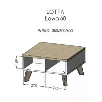 Mesa de centro Cama LOTTA 60 branco/carvalho Sonoma