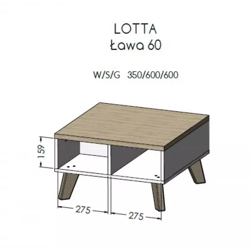 Mesa de centro Cama LOTTA 60 branco/carvalho Sonoma
