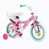 Bicicleta infantil HUFFY 24951W Minnie, rodas de 14 polegadas, quadro em aço, pneus pneumáticos, travões de aro dianteiro/traseiro, rodas de apoio