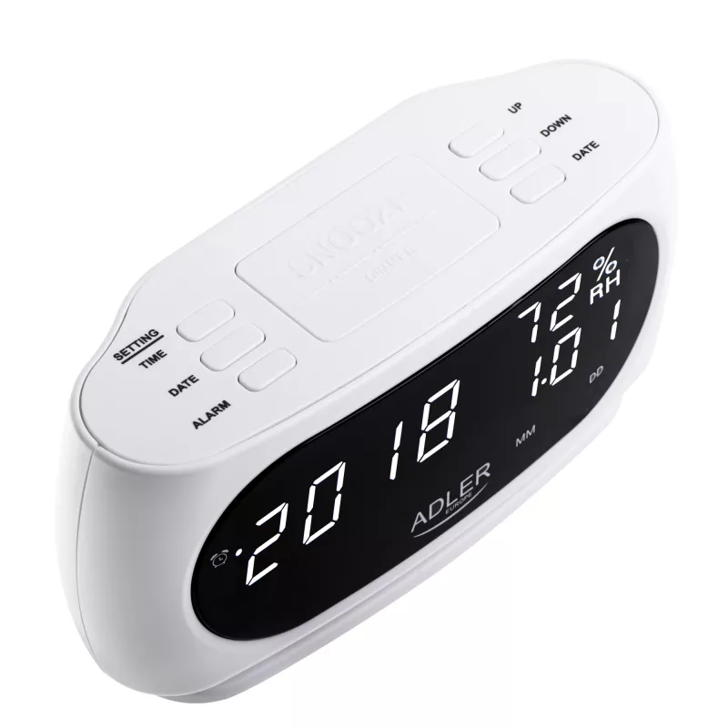 Adler AD 1186W despertador digital preto, branco